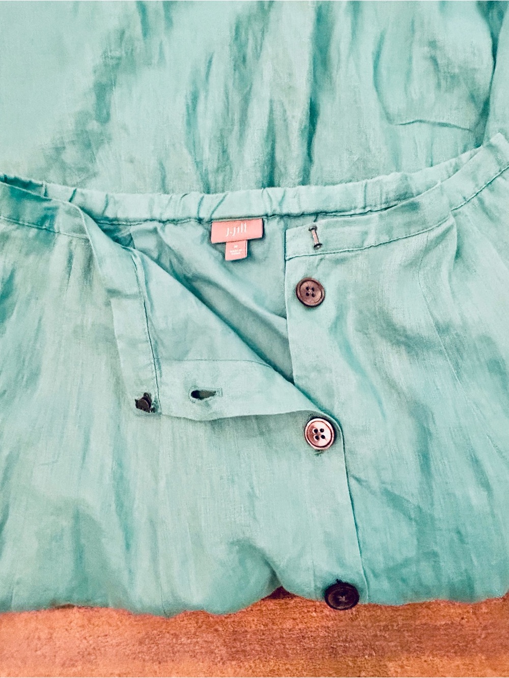 J Jill Linen Turquoise Button-Front A-Line Maxi Skirt Lined Medium - Picture 7 of 8